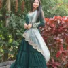 Green Ruffle Gown with dupatta
