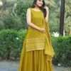 Yellow Embroidery Sharara Dress