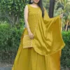 Yellow Embroidery Sharara Suit