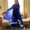 Blue bandhani Anarkali suit for women