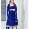 Blue Bandhani printed Anarkali set
