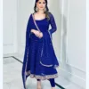 Blue Bandhani printed Anarkali suit