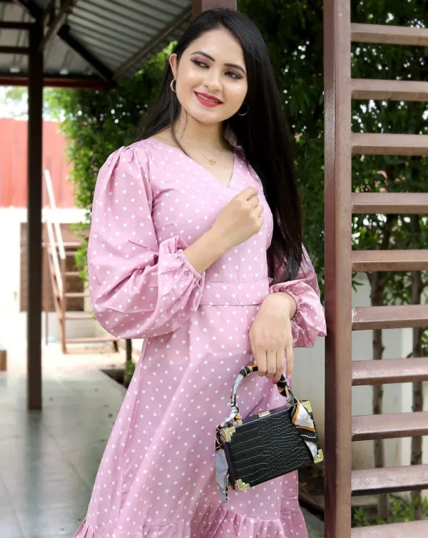 Pink Dotted tunic for women