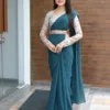 Blue Party wear saree with Belt