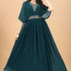Blue Pleated Gown for Wedding