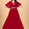Red Pleated gown for women