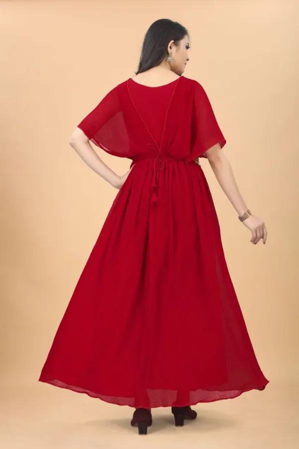 Red Party wear Pleated Gown Design