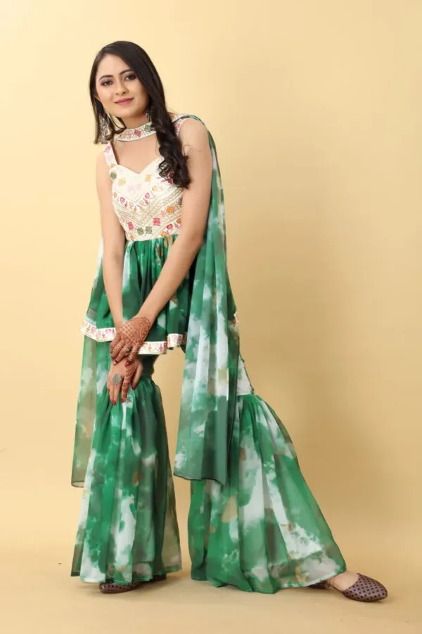 Green Sharara Suit for wedding