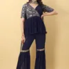 Blue Pleated Sharara Suit for women
