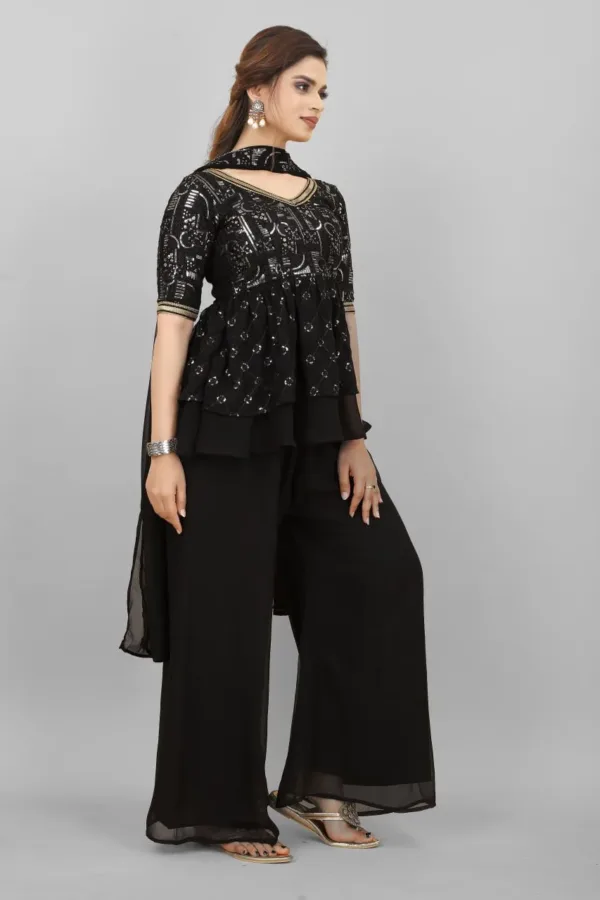 Black Embroidery Sharara Set for women