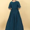 Blue Party wear Pleated Gown