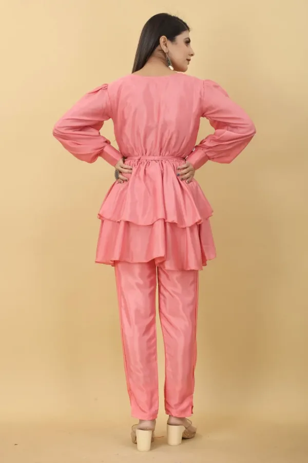 Pink Ruffle top set for party wear