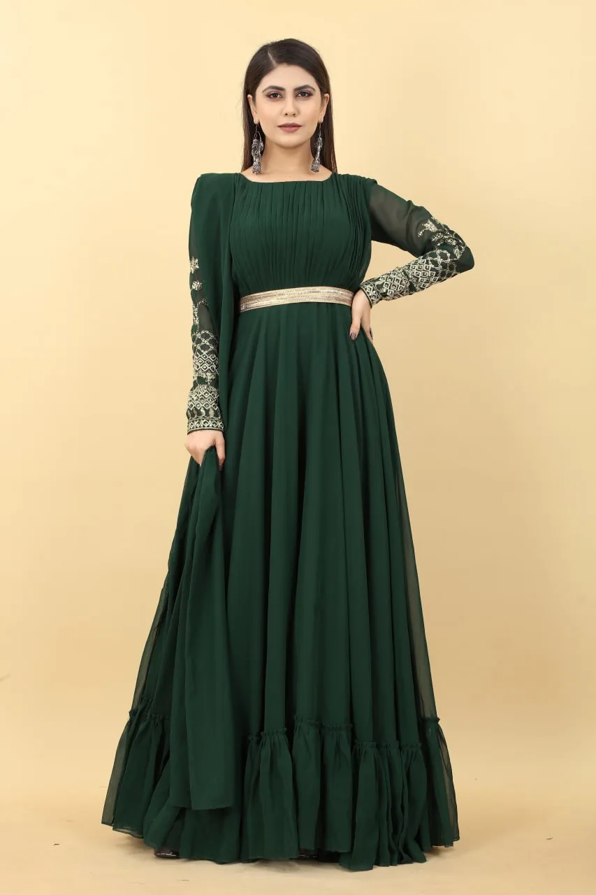 Buy online Parrot Green Flared Ethnic Dress from ethnic wear for Women by  Afsana Anarkali for ₹1299 at 70% off | 2024 Limeroad.com