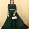 Green Pleated gown for women