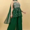 Embroidered Sharara Set in Green Color