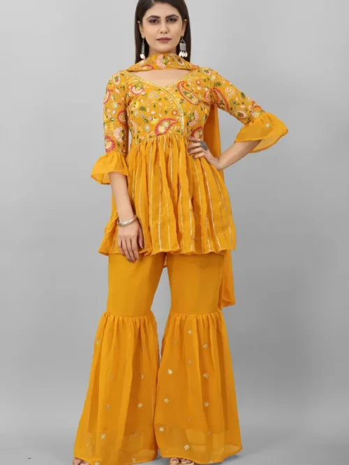 Yellow Sharara dress for women