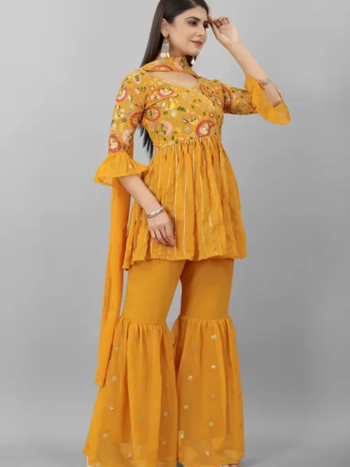 Yellow sharara set for women