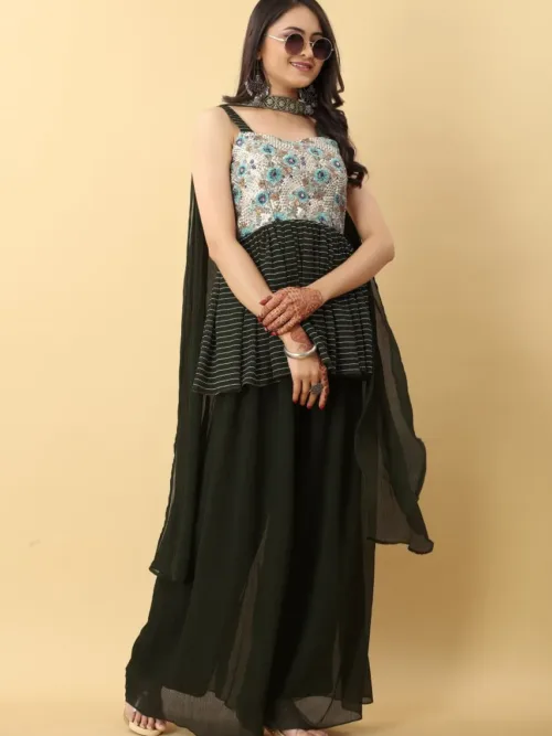 Black sharara set for women