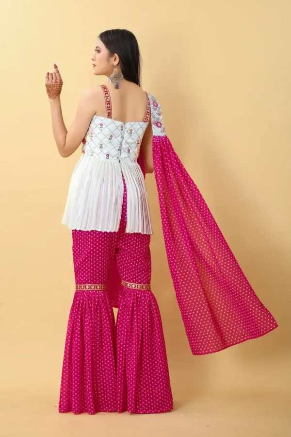 White Pink Sharara set for women