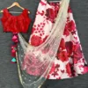 Red floral Lehenga with Dupatta