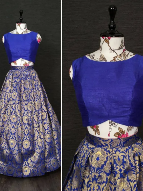 Royal Blue Woven Lehenga Under 3000