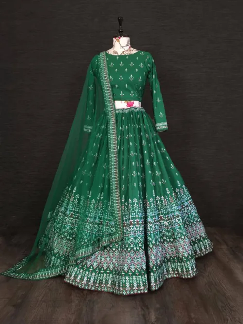 Green printed lahenga Choli Set