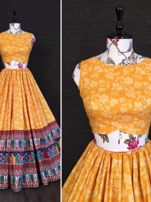 Printed Yellow Lehenga Choli