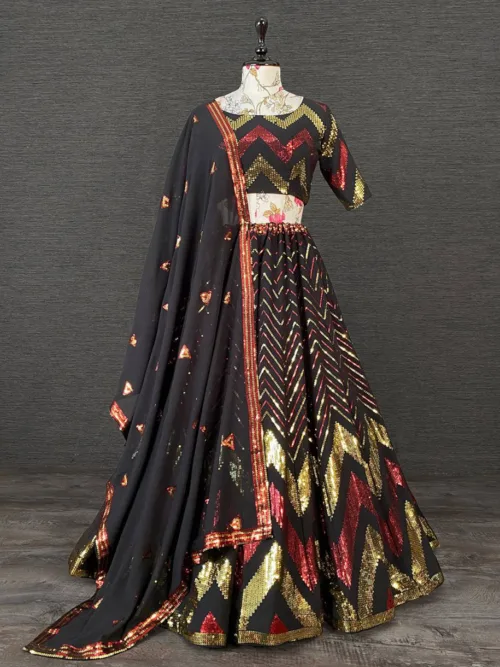 Black Glitter Lehenga Choli for women