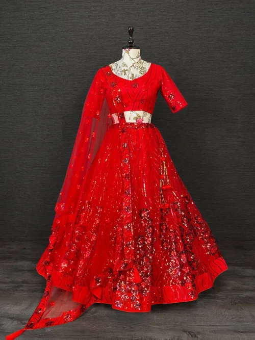 Red Bridal Lehenga Choli for karva chauth