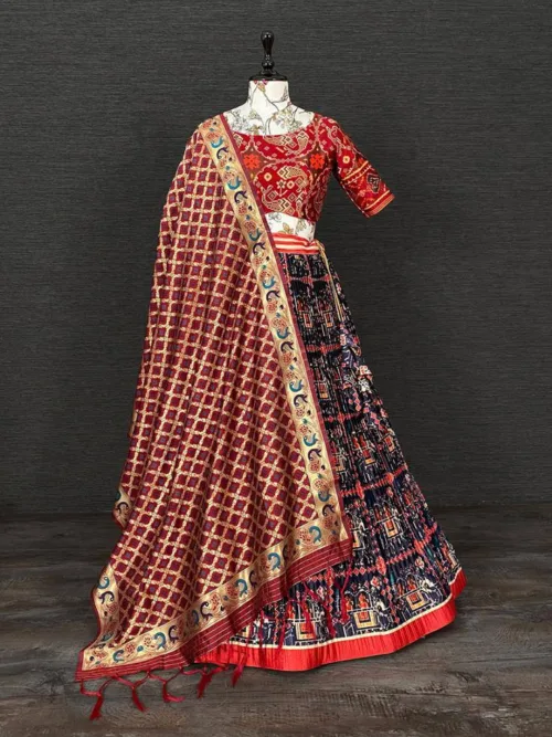 Navy Blue printed lehenga choli for women