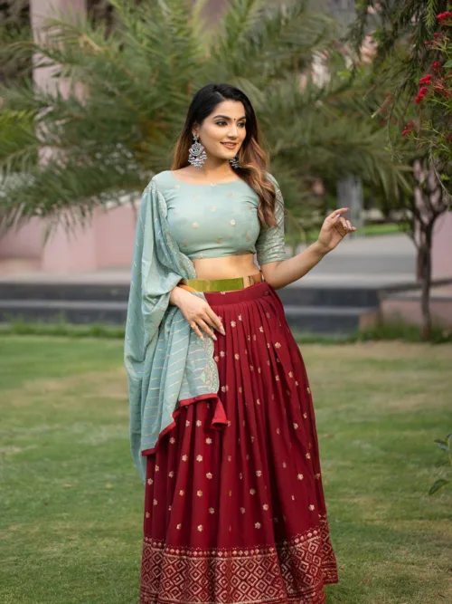 Maroon party wear lehenga choli set