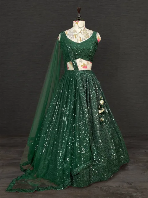 Green sequins lehenga choli