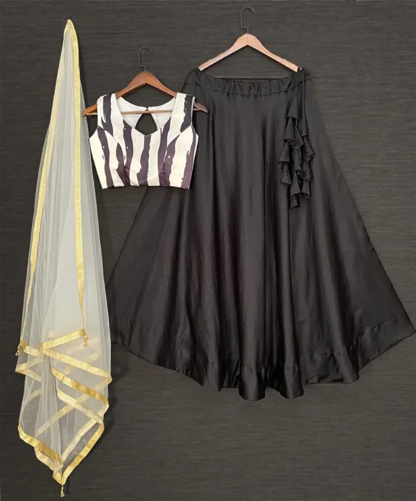 Black party wear lehenga choli set for women