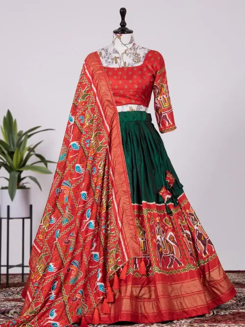 Green Patola Lehenga Choli for Wedding