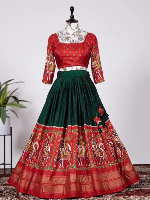 Green Silk Lehenga Choli for women