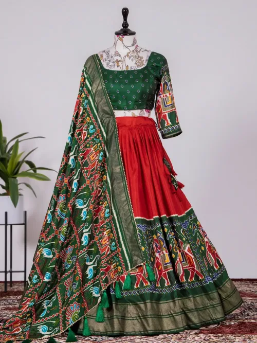 Green Patola Silk Lehenga Choli Under 2500