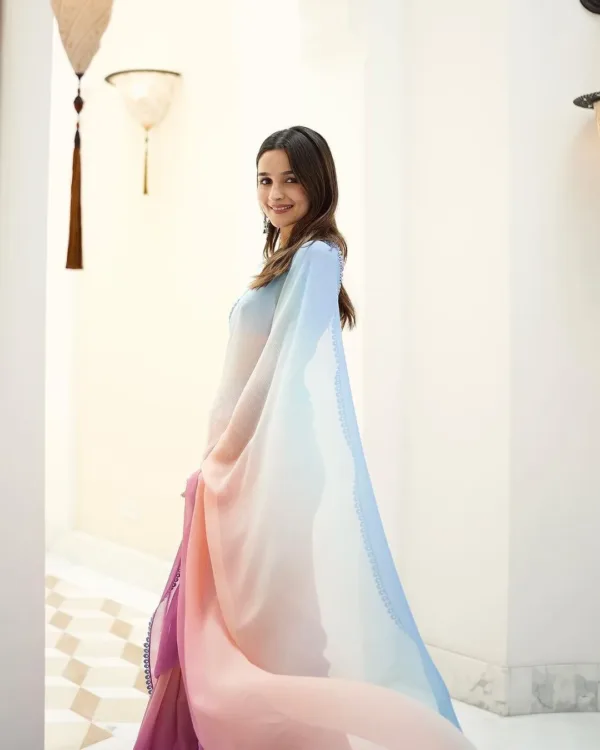 Ombre Color Shaded Alia Bhatt Saree Dress Me Royal