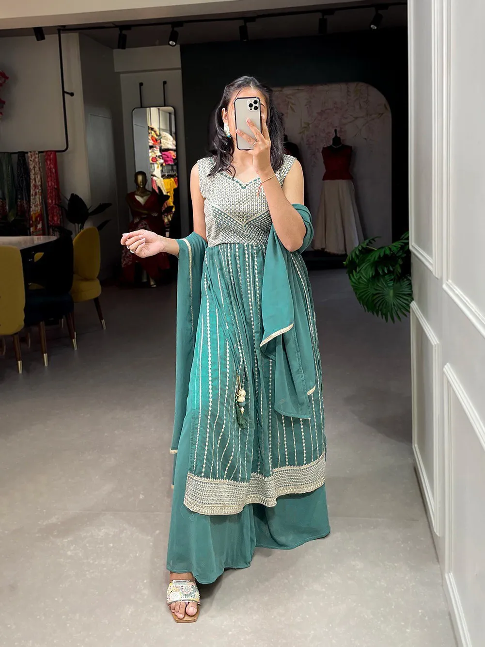 Black Finon Silk Designer Sharara Plazo Set - Salwar Suits - Indian