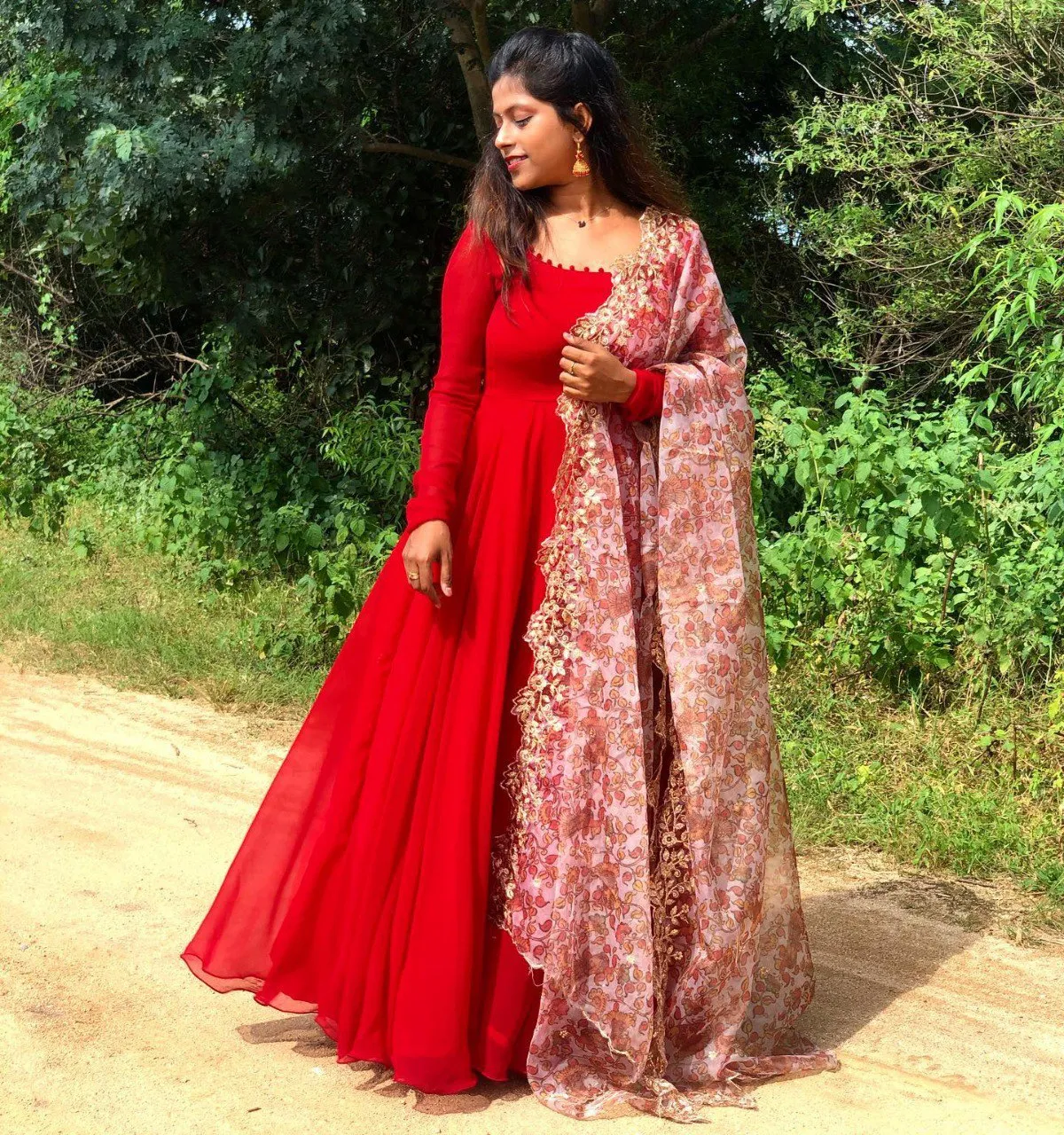 Buy Red Dress Material With Dupatta at Amazon.in