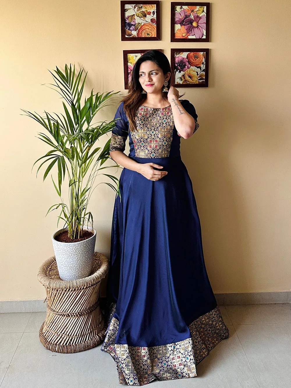 Buy Blue Party Wear Indian Gowns Online for Women in USA