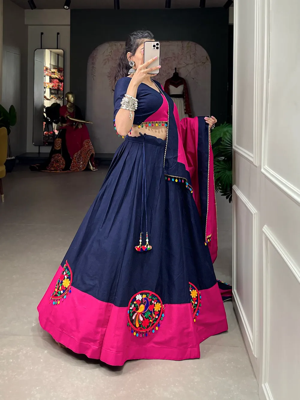 Charming Pink and Royal Blue Lehenga- SNT11072 – Saris and Things