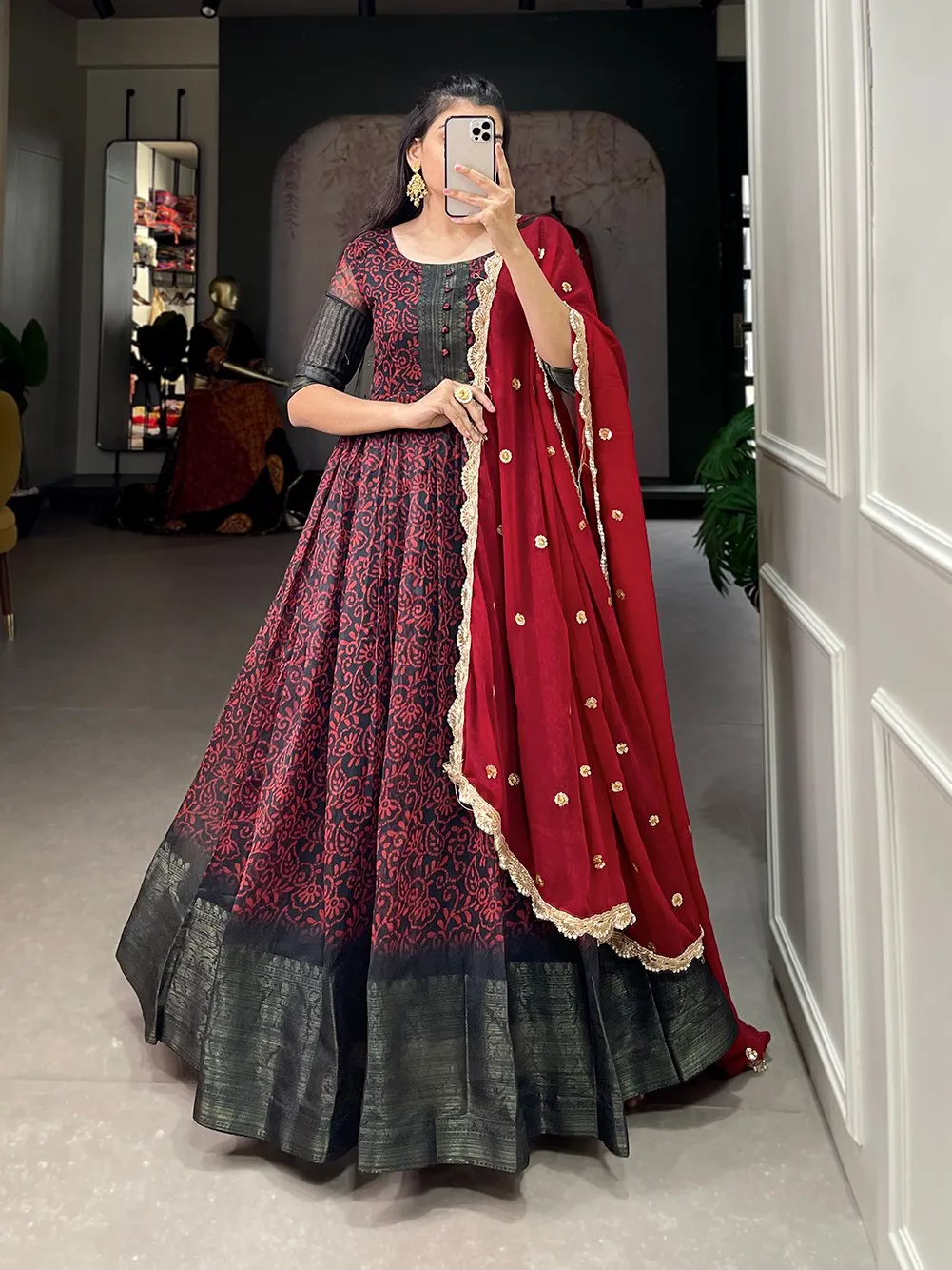 Buy Golden Chanderi silk Festival Wear Resham embroidery work Gown Online  From Wholesale Salwar.
