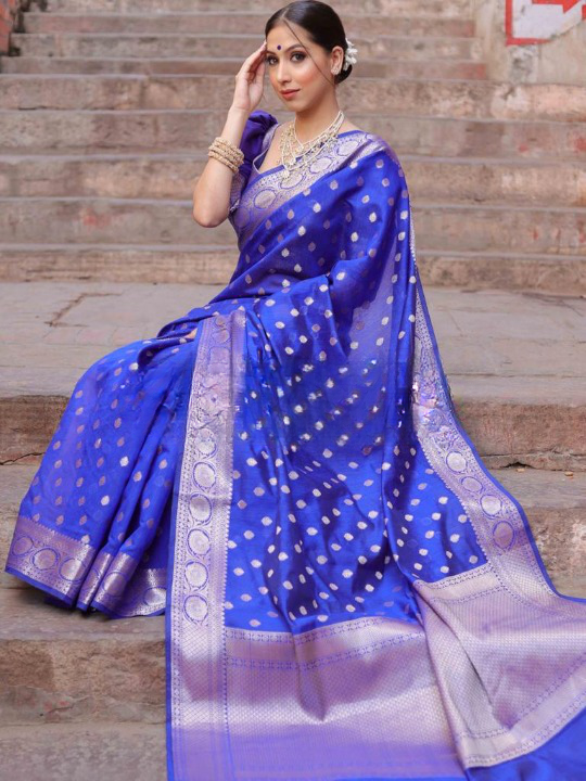 Unique White Color Blue Designer Cotton Silk Saree B5730 – TheDesignerSaree