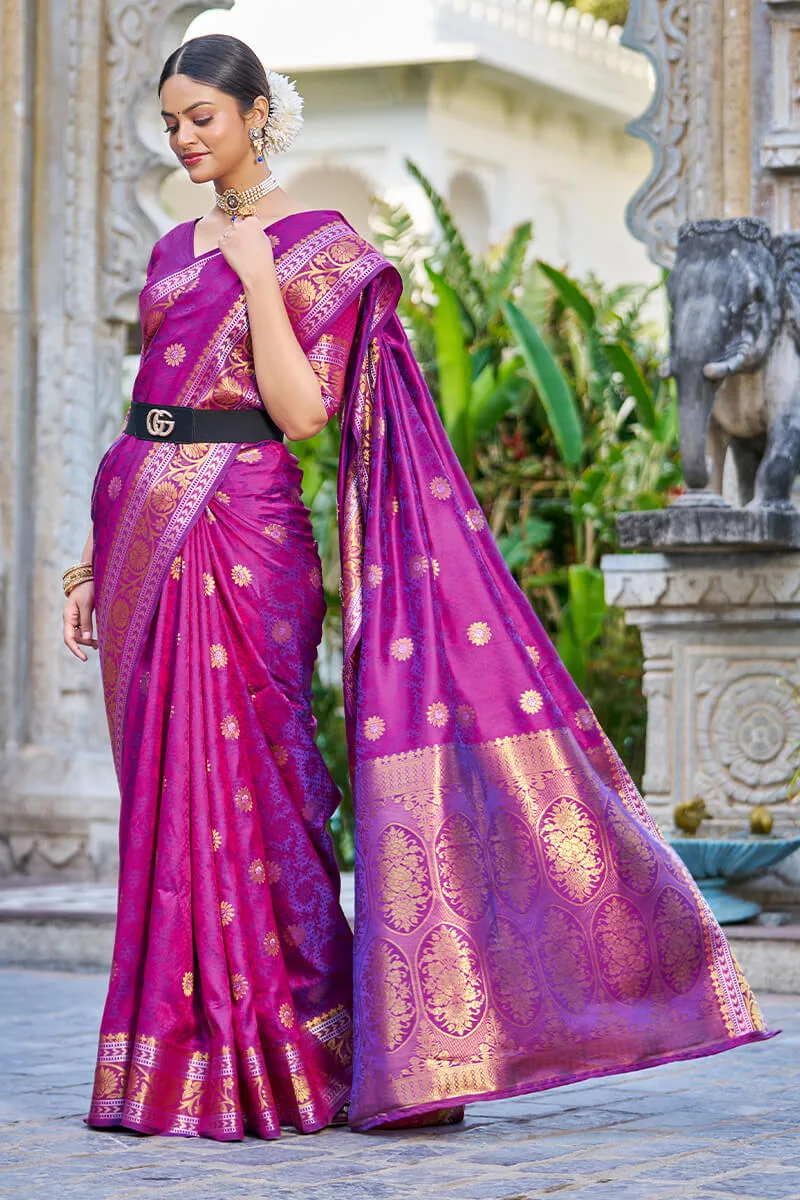Dark Purple Shade Ready-made Lycra saree with attractive waist belt