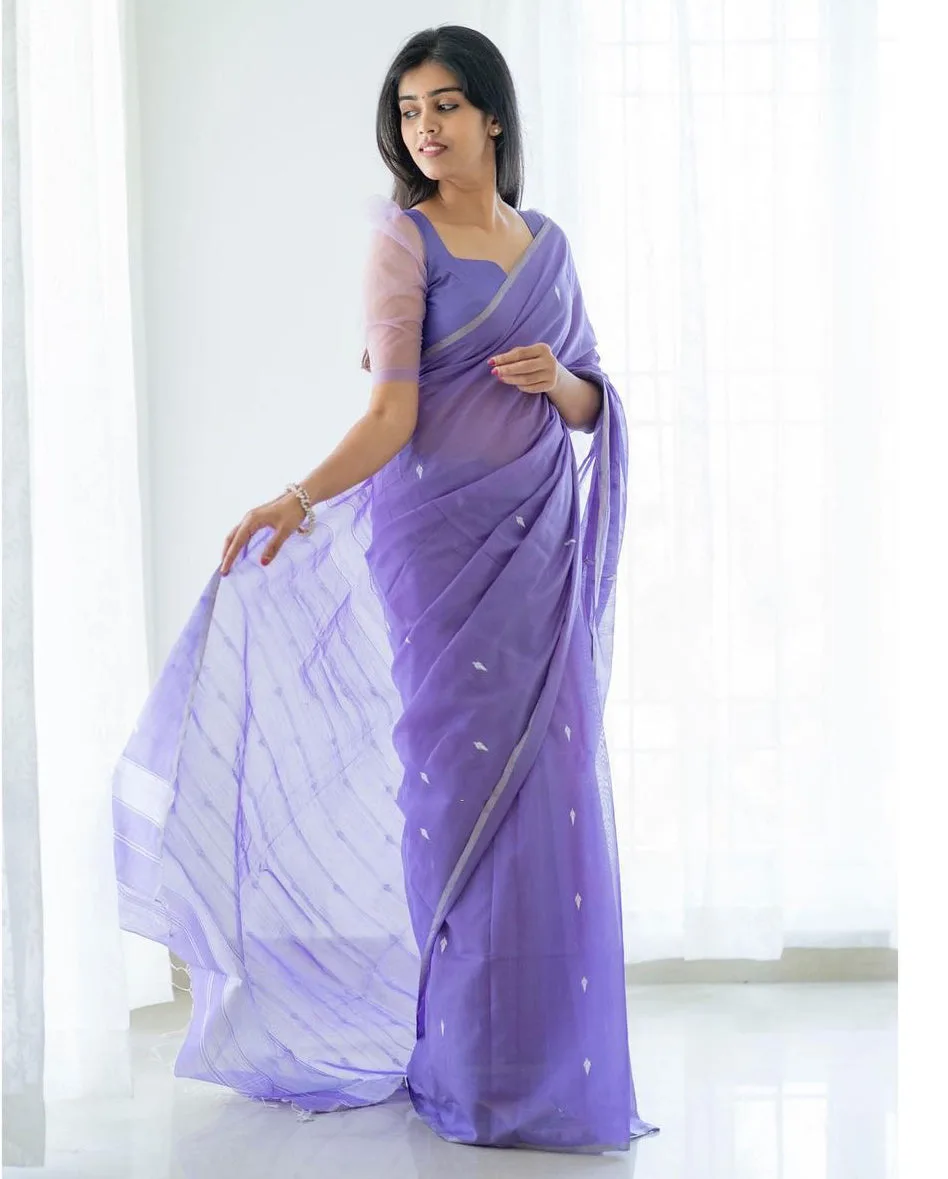 Dark Purple Shade Ready-made Lycra saree with attractive waist belt